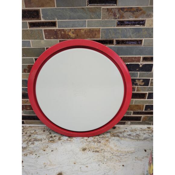 Vintage Cake Carrier Decoware, Fruit Basket Decal, Red Trim, Dome Cover, MCM - Picture 7 of 8